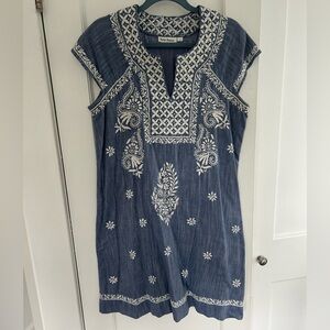 Roller Rabbit Blue and White Embroidered Dress